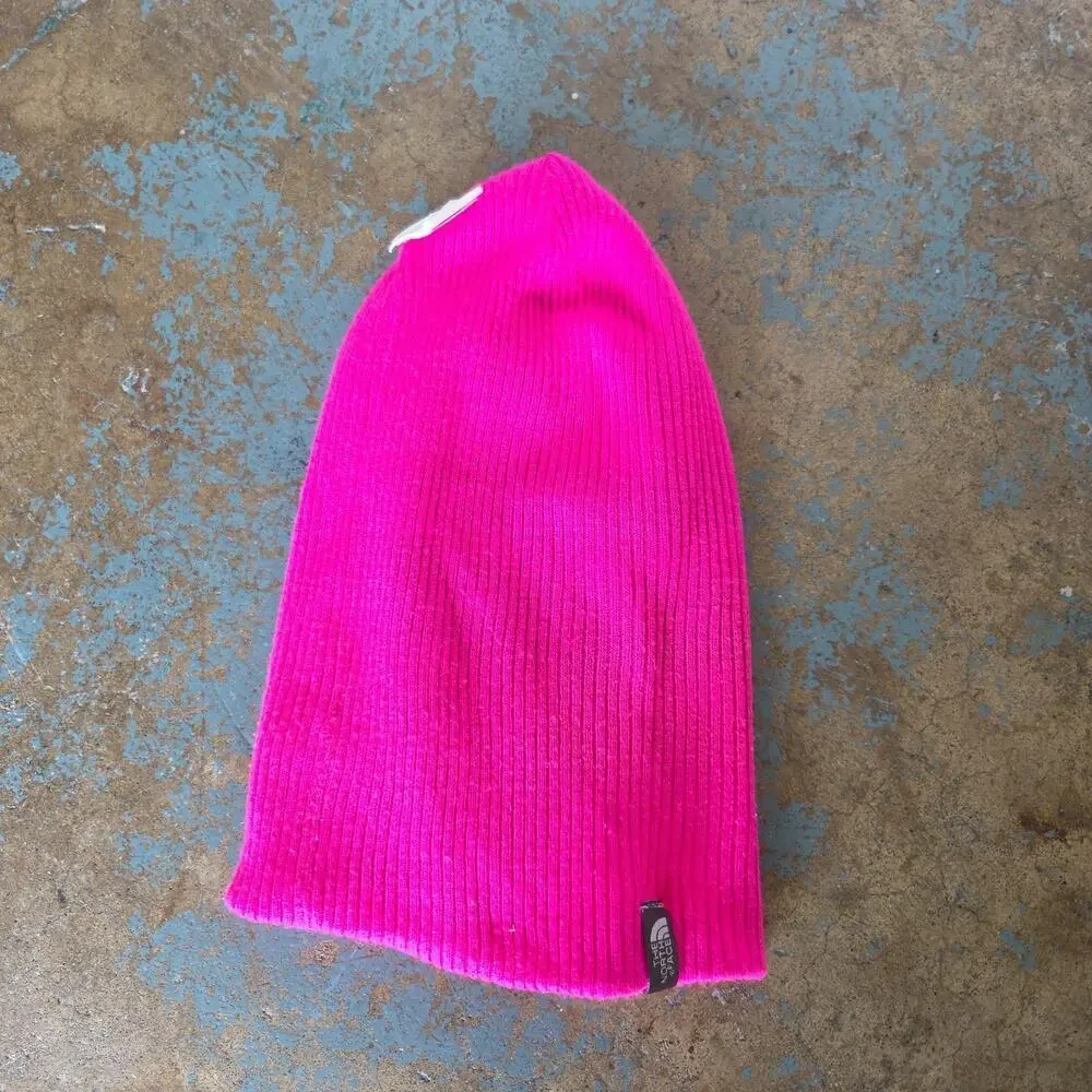 North Face Pete n Repeat Beanie Pink Reversible Knit Adult One Size Ski Winter